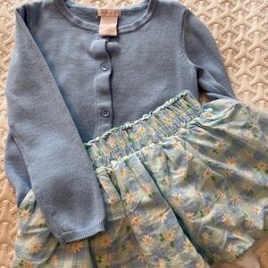 Toddler Blue Cardigan and Skirt sized XS (4)